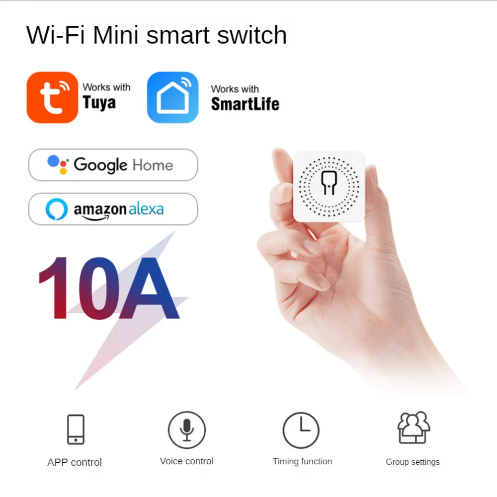 Wifi Smart Light Switch 16A Mini DIY Breaker Module Timer Smart Life/Tuya APP Remote Control For Alexa Echo Google Home 1/2 Way