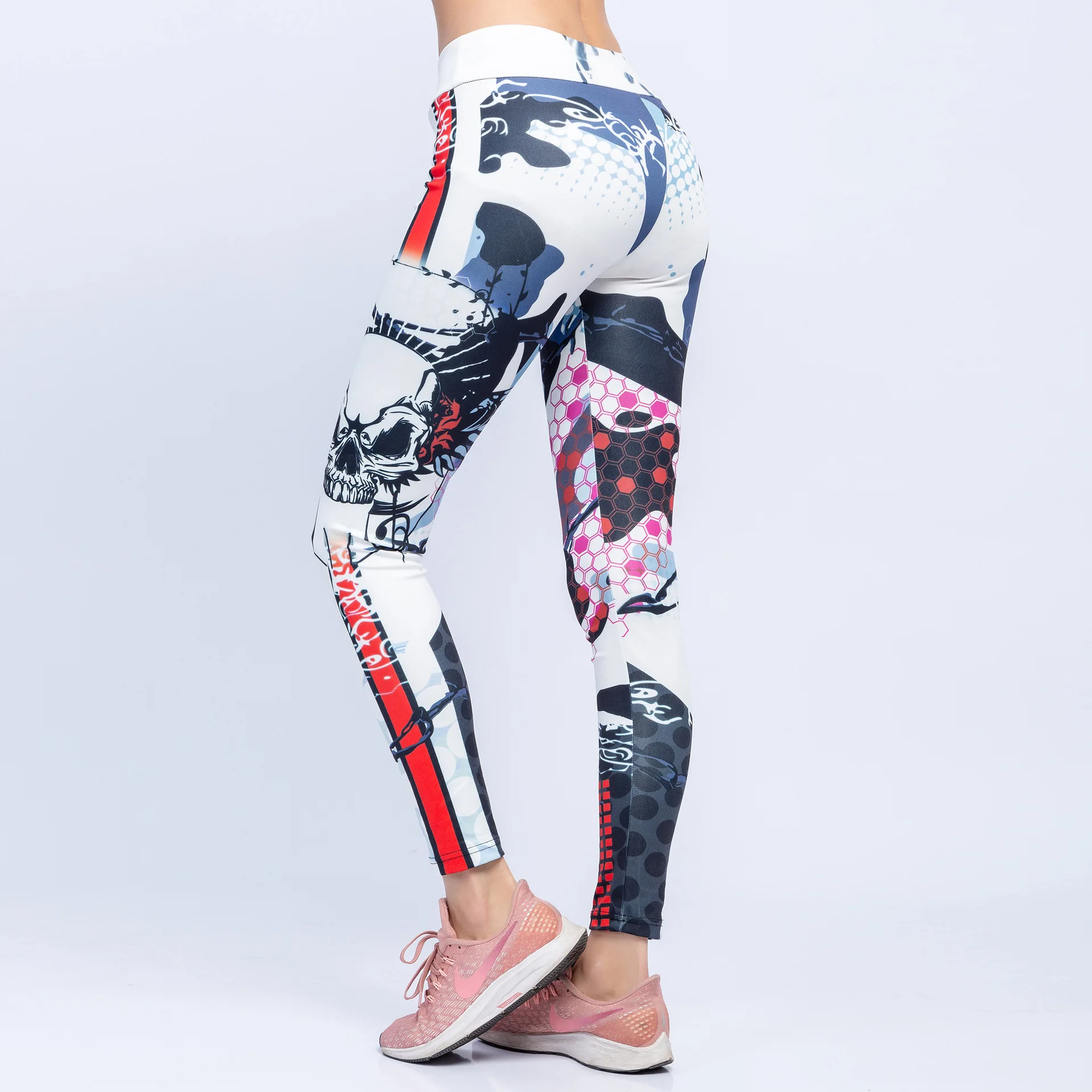 Sports Leggings Women Skull Print Sport Leggings Yoga Pant Female Elastic Quick Dry Leggins Gym Fitness Running Tights