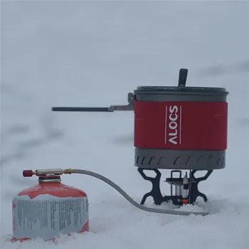 

Outdoor Heat Exchange Camping Cooking Pot Cookware Folding Handle Hiking Backpacking Picnic Pot Camping Tableware4ym