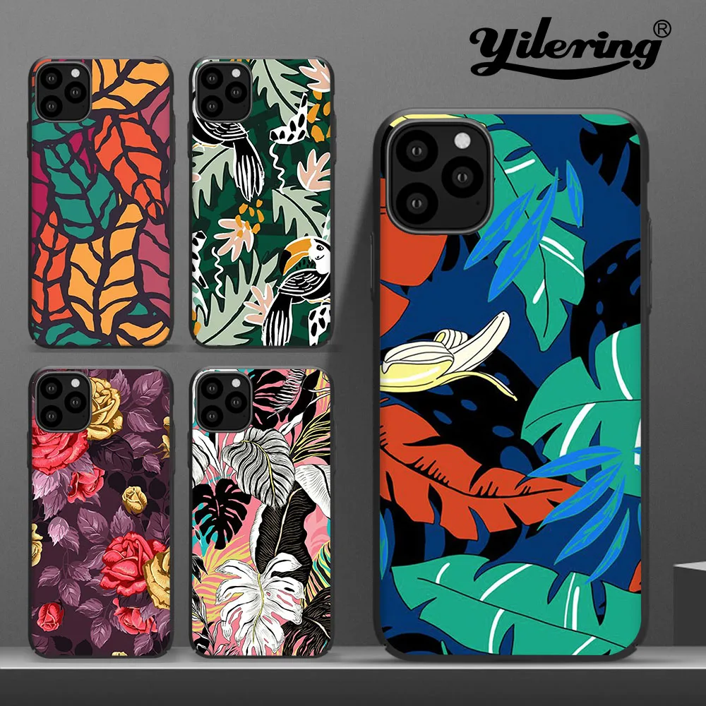 Модные тропические растения цветы для Apple iPhone XR XS 11 Pro Max 5 5S SE 6 6S 7 8 Plus чехол мягкий черный ТПУ iPhon чехол 11