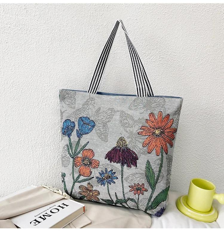 Fashion Folding Women Big Size Handbag Tote Ladies Casual Flower Printing Canvas Graffiti Shoulder Bag Beach Bolsa Feminina