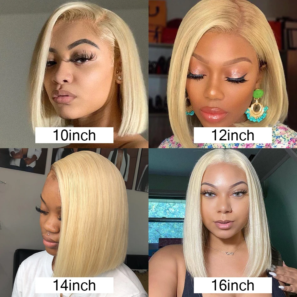 613 Blonde Bob Wig 13x4 HD Lace Front Wig Brazilian Bone Straight Lace Front Human Hair Wigs For Women HD Transparent Lace Wig
