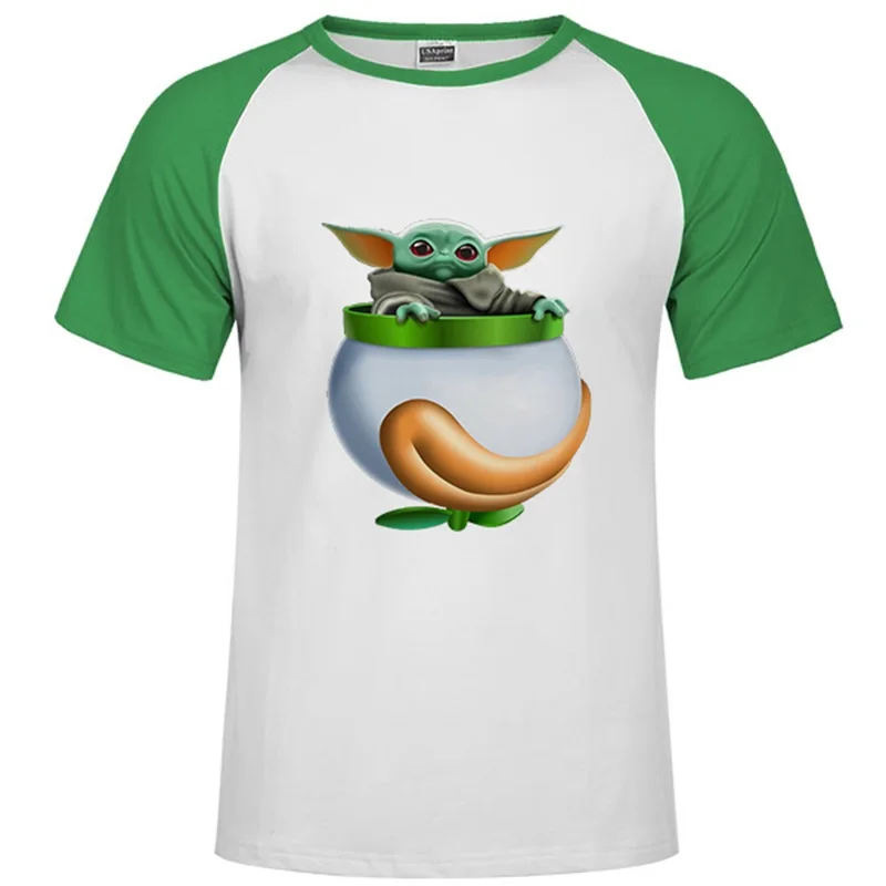 Г. Милая детская футболка для мальчиков йода белая Рождественская футболка с покемонами Звездные войны модная мужская уличная одежда в подарок - Цвет: Raglan green 45