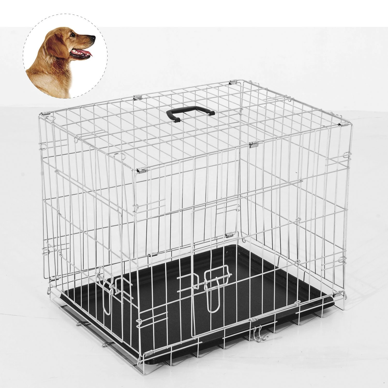PawHut Transportin Perros 122x77x82 cm 2 Puertas Jaula con Asa Transporte de Alambre de Hierro|Transportines para perros| - AliExpress