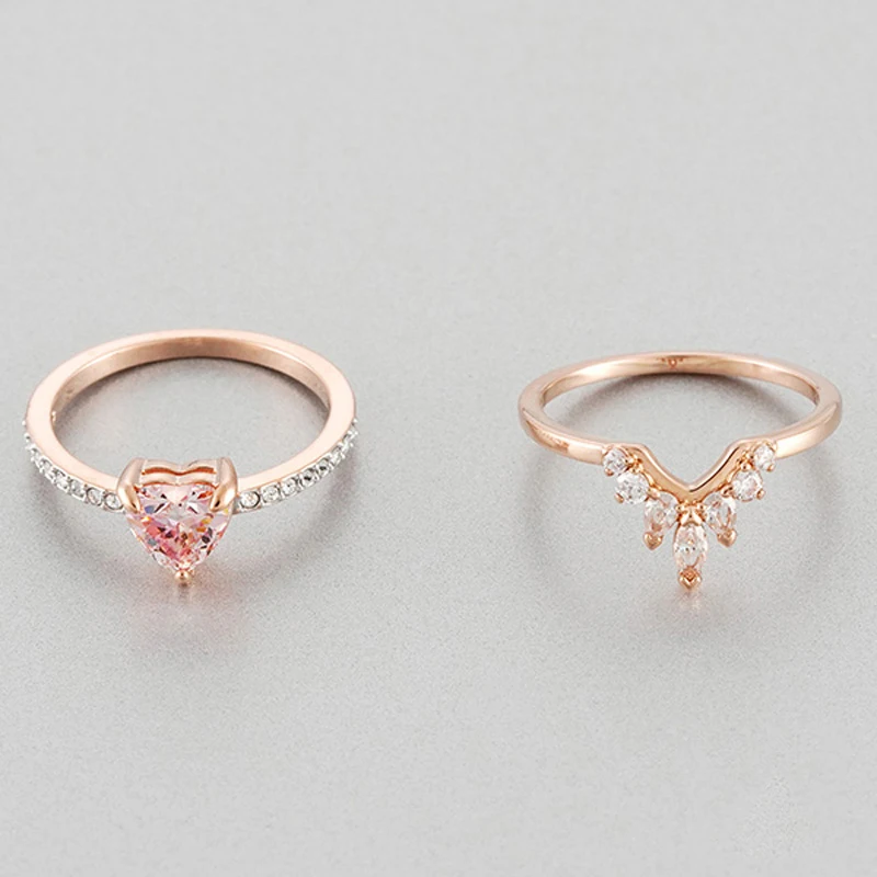 High quality SWA, heart-shaped double layer and fashionable ladies ring