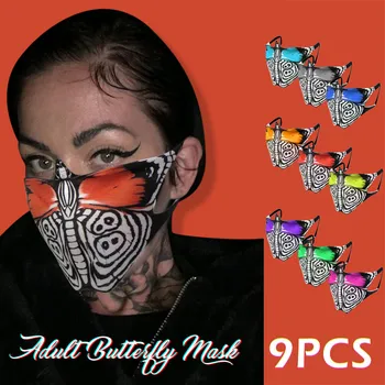 

9PCS Mouth Face Masks Adult Ear Loop Butterfly Printed Face Shield Cover mascarilla tela Reusable Washable Face-mask mascarilas