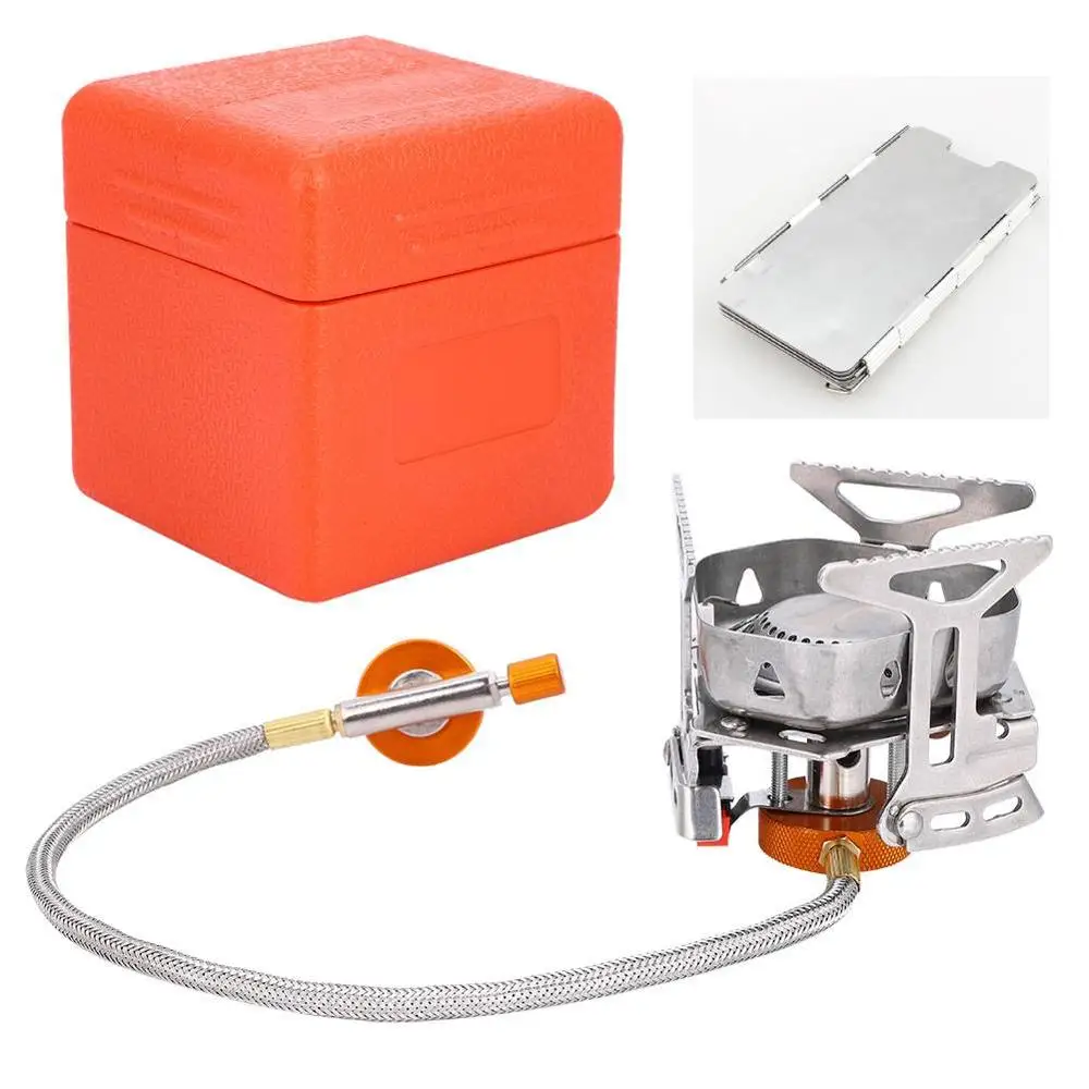 

3500W Outdoor Camping Stove with 9 Plates Stove Windshield Cooking Gas Stove Foldable Split Cookware Picnic Cooker