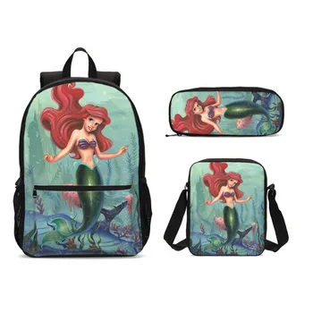

Mermaid Printed 3 Pcs Set Children Schoolbag Student School Backpack For Teenager Girls Kids Travel Backpack Mochilas Mujer 2020