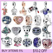 Charms de elefante de Plata de ley 925 para mujer, pulsera pandora Original, fabricación de brazaletes, joyería artesanal, gran oferta