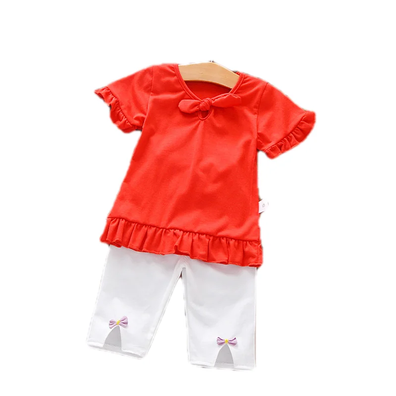 Summer Children Casual Clothes Suits Baby Boy Girl Tie T-Shirt Shorts 2Pcs/Set Toddler Fashion Cotton Infant Clothing Tracksuits | Мать и