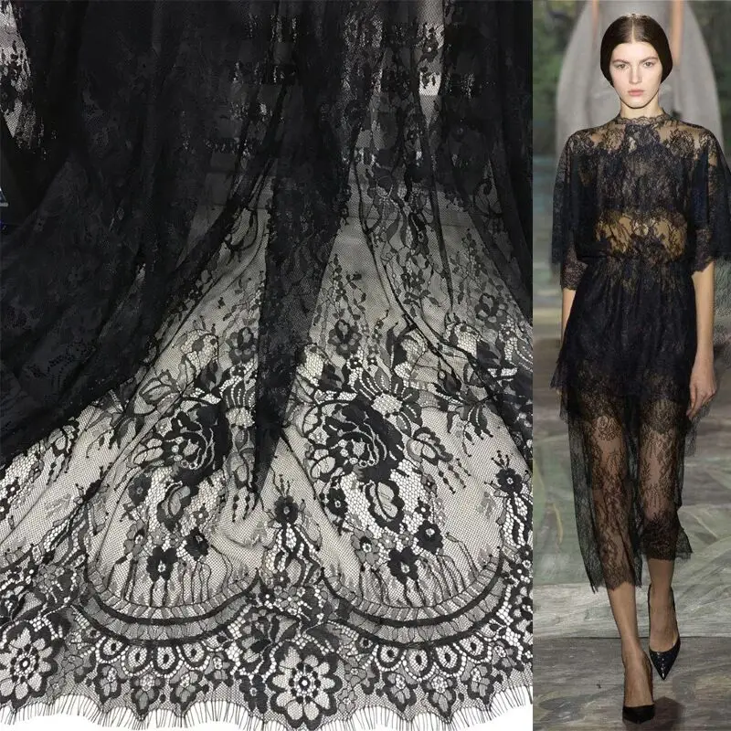 

Classic style good quality elegant dress lace fabric french Chantilly lace fabric wholesale price free shipping 3 meters long