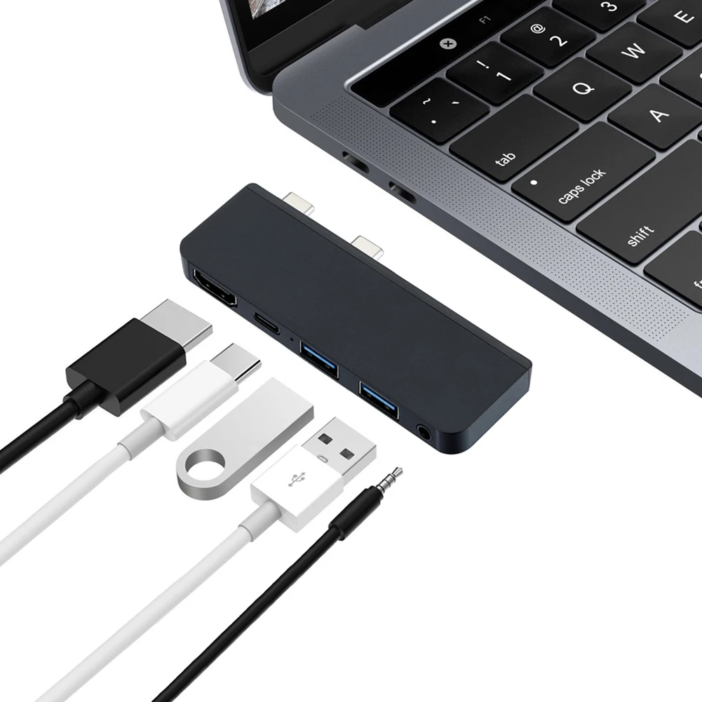 

USB 3.0 Dual Type-C HUB USB-C Audio Adapter 4K HDMI Converter Splitter Docking Station for Surface PRO X