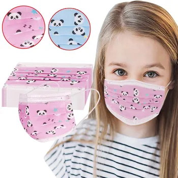 

50PC Cartoon Pattern Face Mask 3-Ply Ear Loop Children's Disposable Mask Health Care Fast Shipping Covers Mouths Cotton One Time