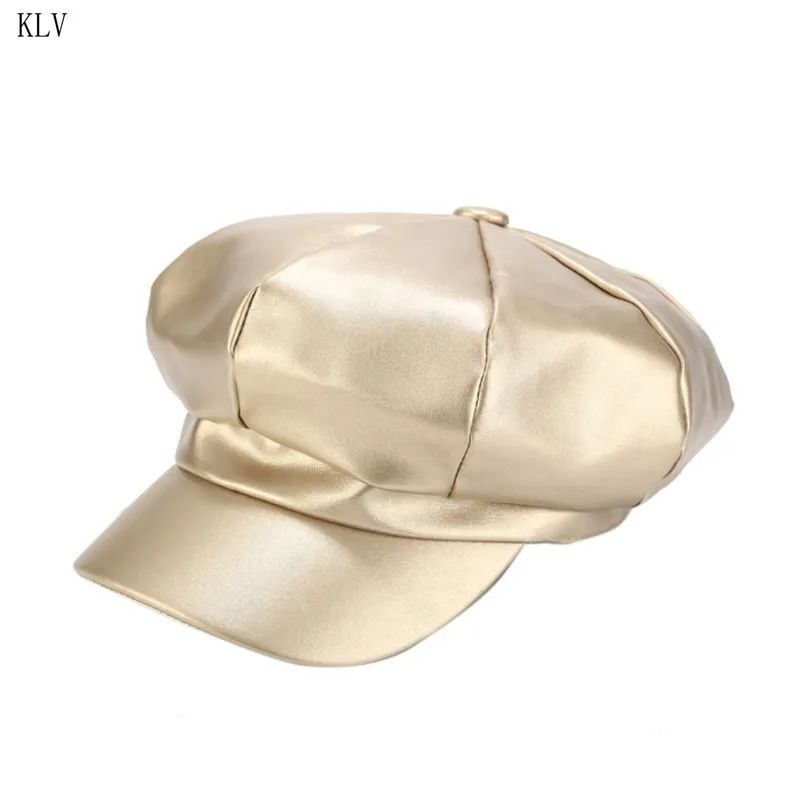 Новая восьмиугольная кепка из искусственной кожи женская классическая ретро Женская шапка с кошкой уличные шапки для отдыха 667E - Цвет: C