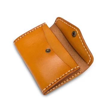 

2020 New Handmade Tan Leather Card Holder Hand Stitch Genuine Leather Credit Card Wallet Retro Cow Leather Card Case Cardholder