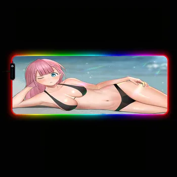 

Big Breast Anime Girl Keyboard Desk Mat RGB Large Mouse Pad Gamer Big Mouse Mat Computer Mousepad LED Backlight Gaming Mause Pad