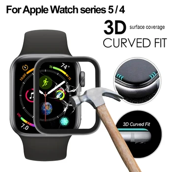 

New Full Glue Tempered Glass Screen Protectors Film for Apple Watch Series 5 4 iWatch 40mm 44mm Smart Watch Accessories