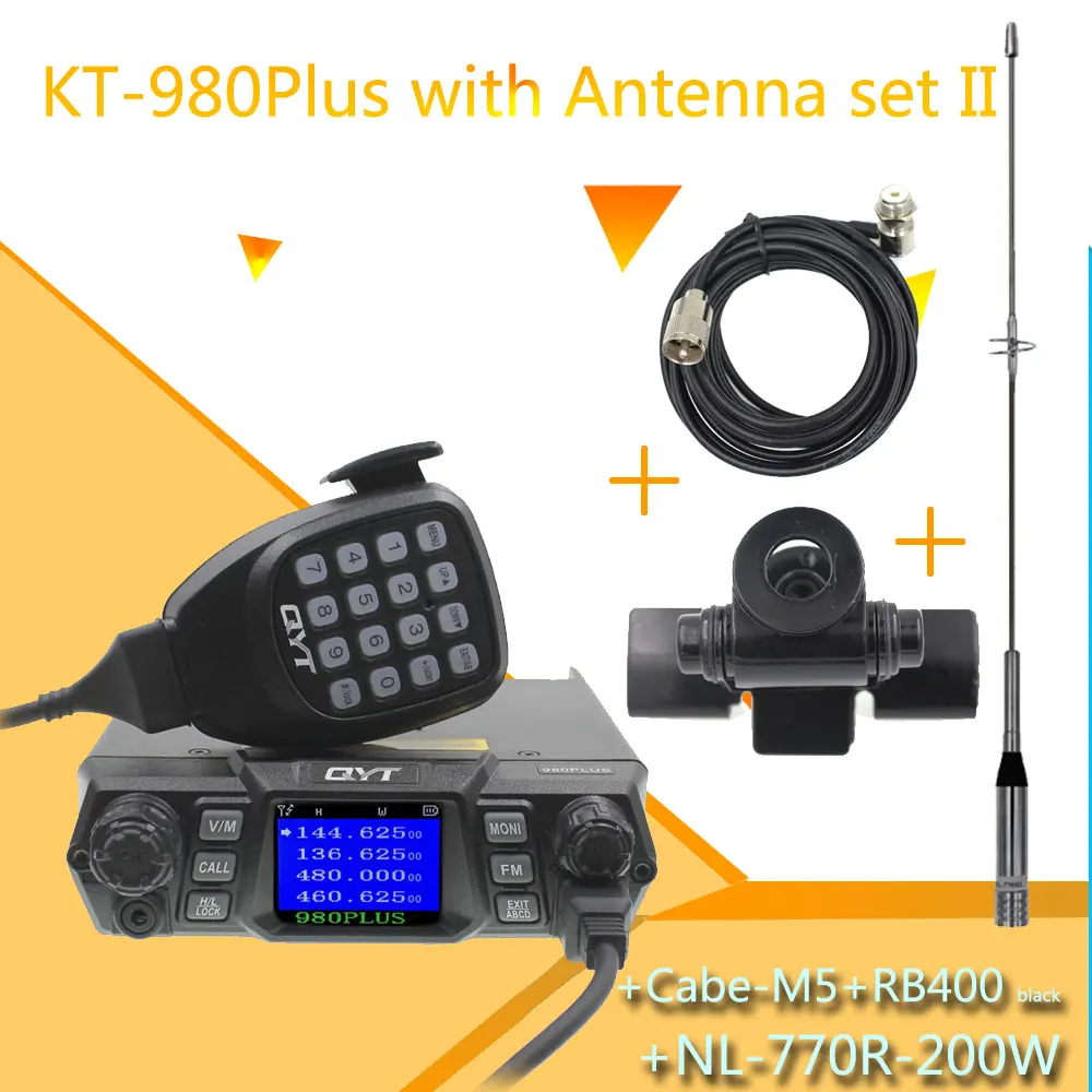 QYT KT-980 PLUS мощный 75 Вт VHF/55 Вт UHF двухдиапазонный четырехдиапазонный резервный KT-980Plus DTMF Функция Мобильная рация