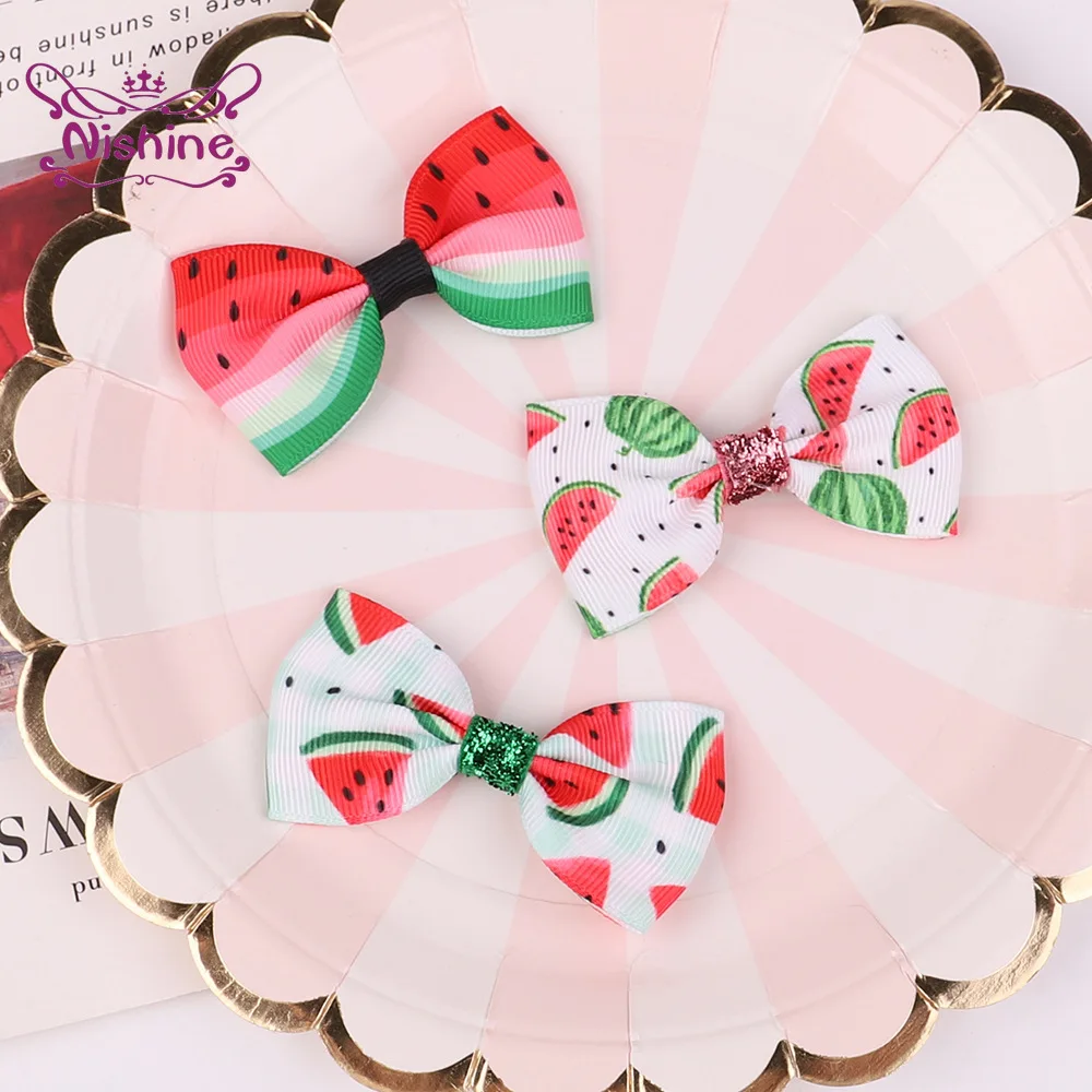 Nishine 7 CM Cute Cartoon Fruits Pattern Bows Bangs Hairpins Fashion