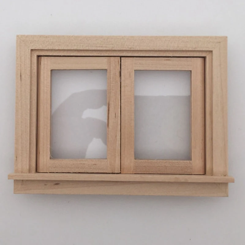 4pcs 1/12 Dollhouse Miniature Unpainted 2-Pane Window Frame DIY Accessories 