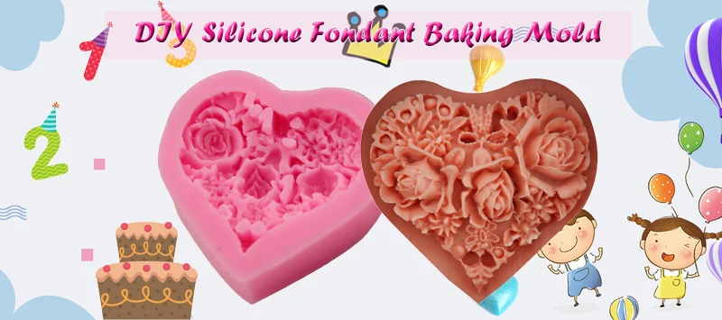 Малый Силиконовый Мыло Форма Сердце Цветок Глина Роза Форма помадка торт шоколадный инструмент для декорирования, сделай сам для изготовления формы ручной работы