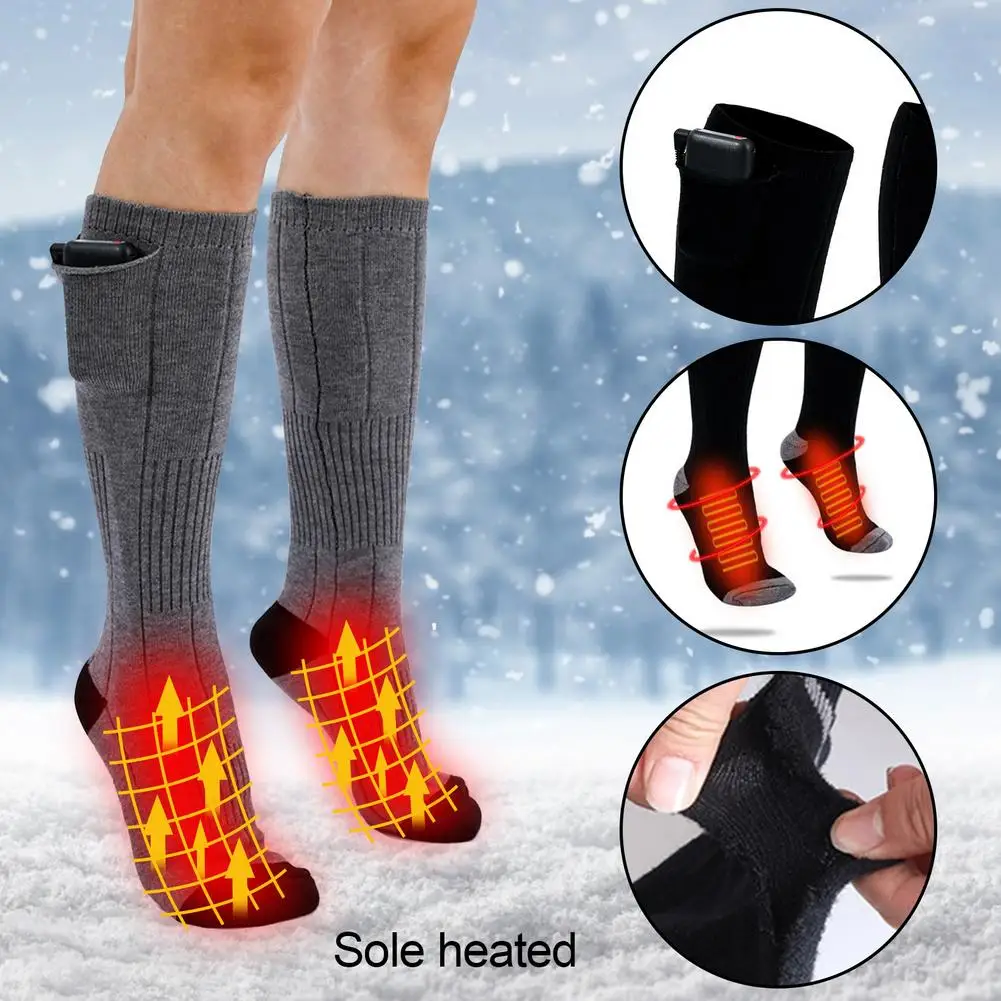 3 Speeds Temperature Settings Ski Heated Socks Unisex Carbon Fiber Heating Socks Battery Powered Comfortable Calf Thermal-socks