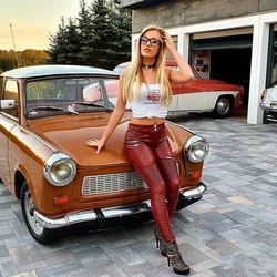 Melody – pantalon de motard en cuir pour femme, chaud, à la mode, avec fermeture éclair, pour l'hiver, levage des fesses, Punk Rock, Locomotive 