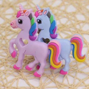 

Colorful Unicorn Baby Silicone Molar Stick Teething Toy Animal Teether Beads DIY Chew Solid Teeth Infant Training Grit