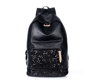 

Fashion New Style WOMEN'S Bag Korean-style Hot Selling Black Paillette Backpack Sequin Double Back School Bag Leisure Bag Fashio