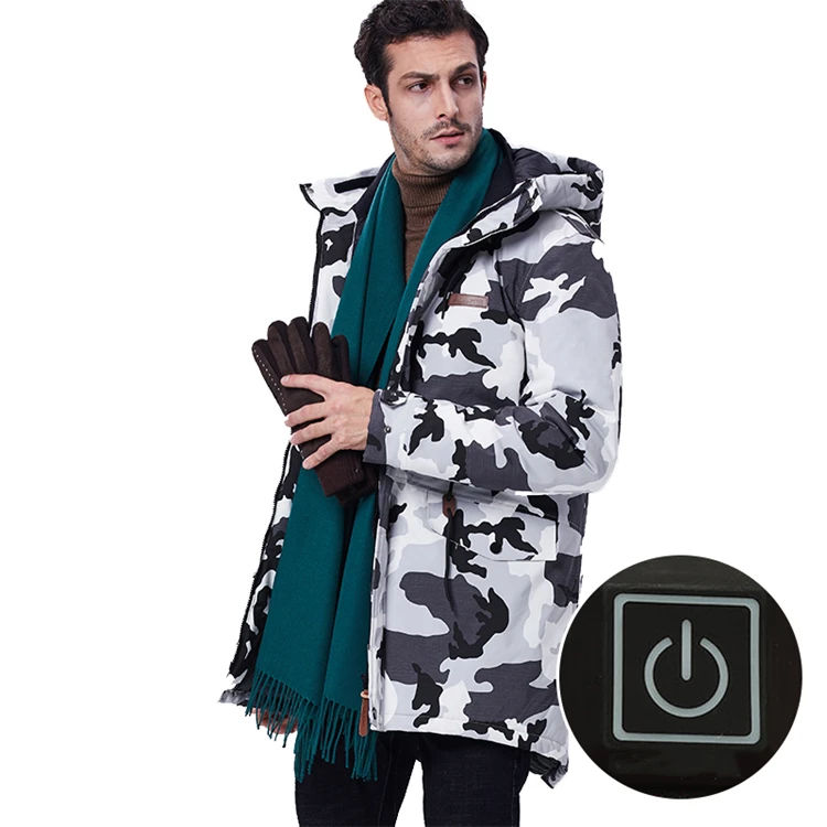 Men Camo light Gray WindTaste мужские зимние походные куртки с USB подогревом уличная ветровка для альпинизма кемпинга треккинга лыжного спорта 10XL пальто с капюшоном KA148 - Цвет: Men Camo light Gray