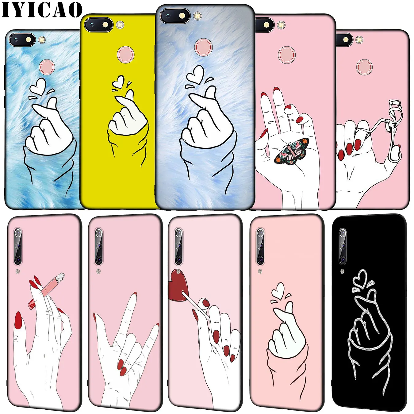 IYICAO pink Hand Rose Smoke Soft Silicone Phone Case for Xiaomi Redmi Note 8 8T 8A 7 7A 6 6A 5 5A GO S2 K30 K20 Pro Black Cover | Мобильные