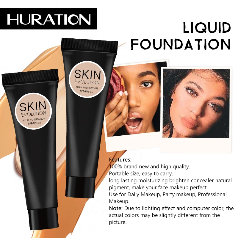 

Huration Foundation Makeup Liquid Concealer Nourishing Foundation Thorough Whitening Cosmetic Face Cream Professional Concealer