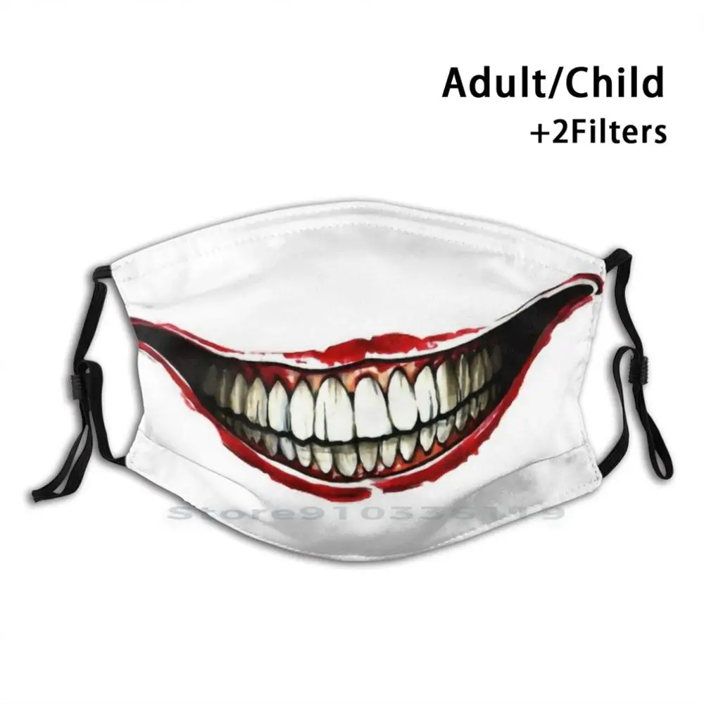 Маска для лица Joker Smile Mouth взрослых и детей моющаяся смешная с зеркальными