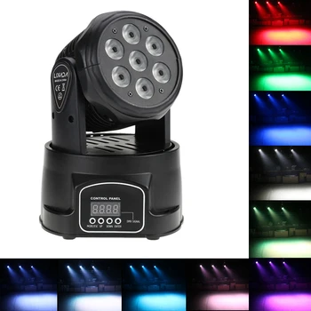 

Disco Light 105W 7 LEDs RGBW 4 in 1 LED Stage Effect Wash Lightig Moving Head Light DMX512 9/14 Channel Party Lights