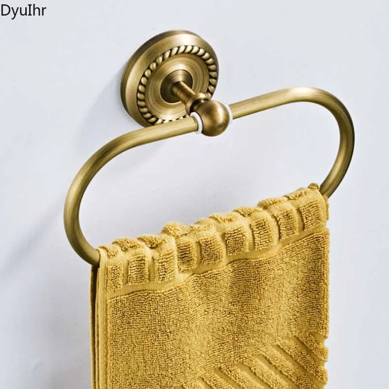 

Black Towel Ring Brass Wall Mounted Bronze Bathroom Towel Holder Antique Round Bath Towel Holder for Kitchen Bathroom Hardware