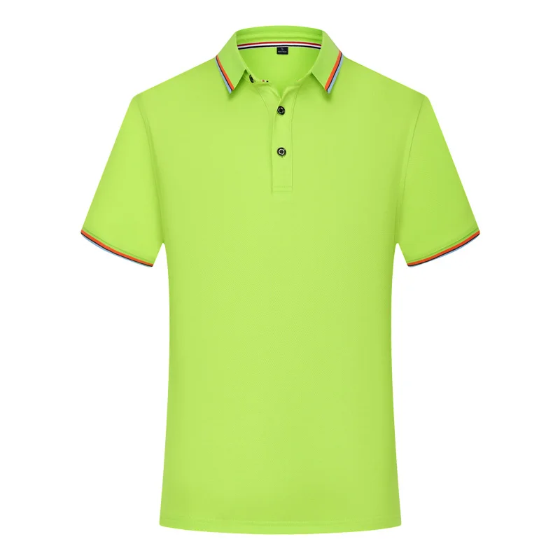 Классическая рубашка поло на заказ логотип вышивки для печати рубашка сплошной цвет Мужская одежда группа компаний команда рубашка Рабочая форма S-4XL - Цвет: neon green