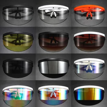 

HOT! Oversized Exaggerated Visor Wrap Shield Large Mirror Sun Glasses Half Face Shield Guard Protector Fashion UV Sunglasses