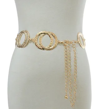 

Metal Waist Chain Belt Women Dresses Waist Chain Ladies Gold Decoration Metal Big Ring Belt