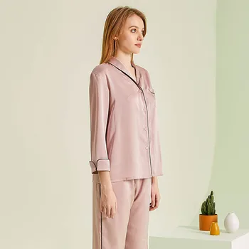 

Women's Summer Home Clothes Pink Women Pijama Summer 2020 Newest Ladies' Pajamas Suits Silk Satin Pink Color Home Sleepwear