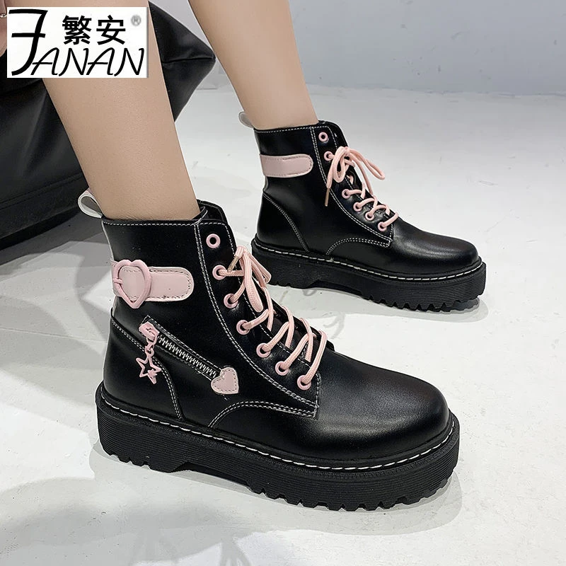 platform boots pink and black