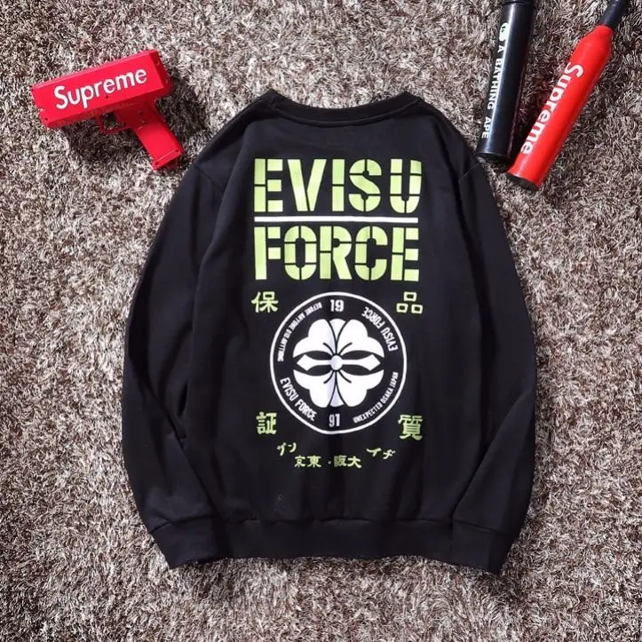 Аутентичный Evisu осенний зимний мужской Повседневный свитер теплый дышащий Модный хлопковый принт с длинными рукавами Мужская Женская одежда для влюбленных - Цвет: 5012