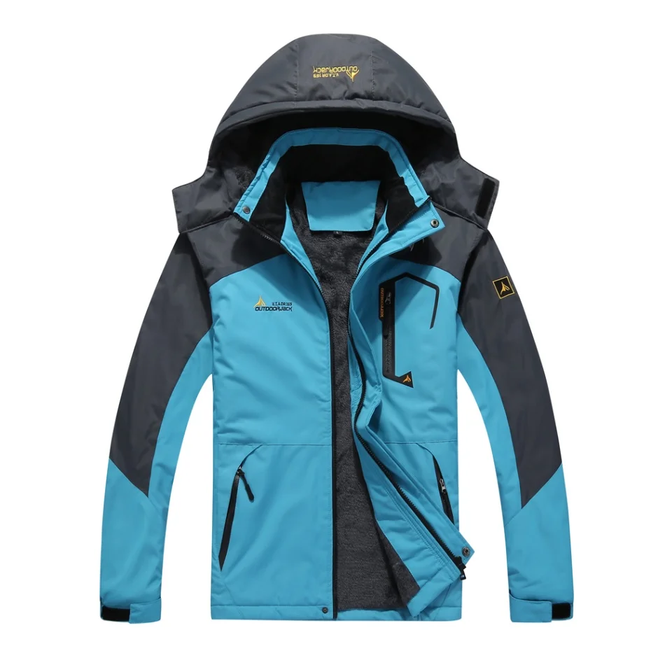 Небесно-голубой Men's Male Mountain Waterproof Ski Jacket Windproof Rain Winter Inner Fleece Waterproof Jacket Outdoor Sport Warm Brand Coat - Цвет: Небесно-голубой