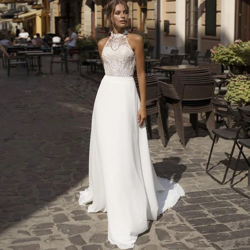 halter backless wedding dress