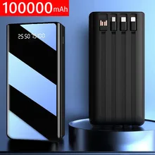 

New 100000mAh Power Bank Mirror Screen LED Display Poverbank Portable External Battery Charger Powerbank For Mobile Phones