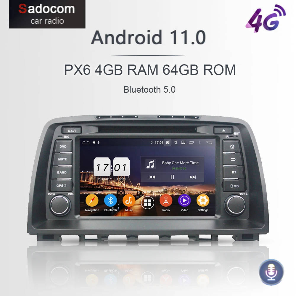 720P 8-дюймовый DSP 2 din PX6 Android 11 0 4 Гб + 64 8-ядерный автомобильный DVD-плеер для MAZDA 6 2012 2013