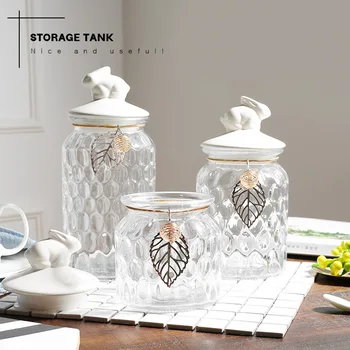 

Multifunctional Transparent Storage Jar, Candy Bottle, Snack Tray, Glass Spice Bottle with Lid, Household Kitchen Storage