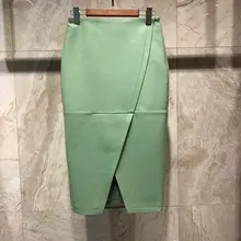 Новая женская модная сексуальная однотонная кожаная юбка средней длины 0925
