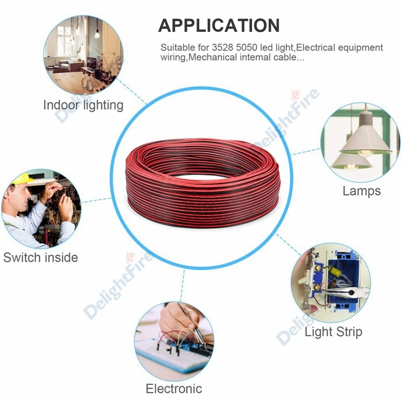 50 м 2 контактного электрического кабеля 22AWG 2pin кабель Луженая Медный провод для
