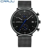 CRRJU-Reloj de pulsera de acero inoxidable para hombre, resistente al agua, con fecha, de cuarzo, masculino ► Foto 2/6