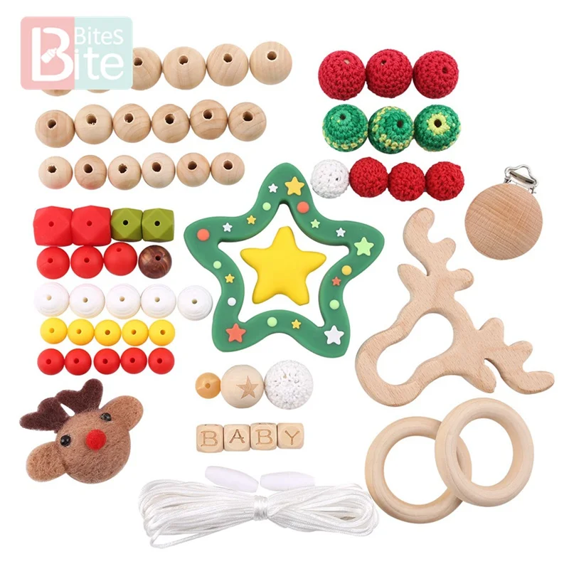 Christmas DIY Set Укусы рождественские DIY набор Снеговик животное браслет в форме листьев клена Детские зубные кольца кормящих браслет детский душ подарок Прорезыватель ручной работы - Цвет: Christmas DIY Set